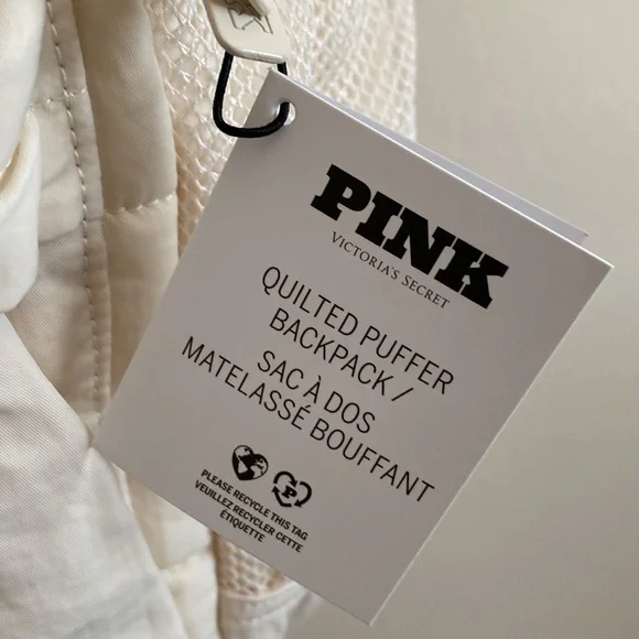 Victoria’s Secret Pink Quilted Puffer Backpack in White Shell - Picture 8 of 10